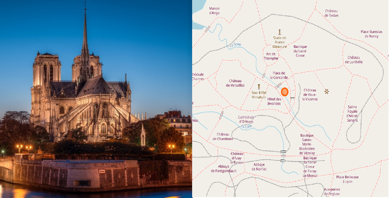 Notre Dame de Paris on Global map